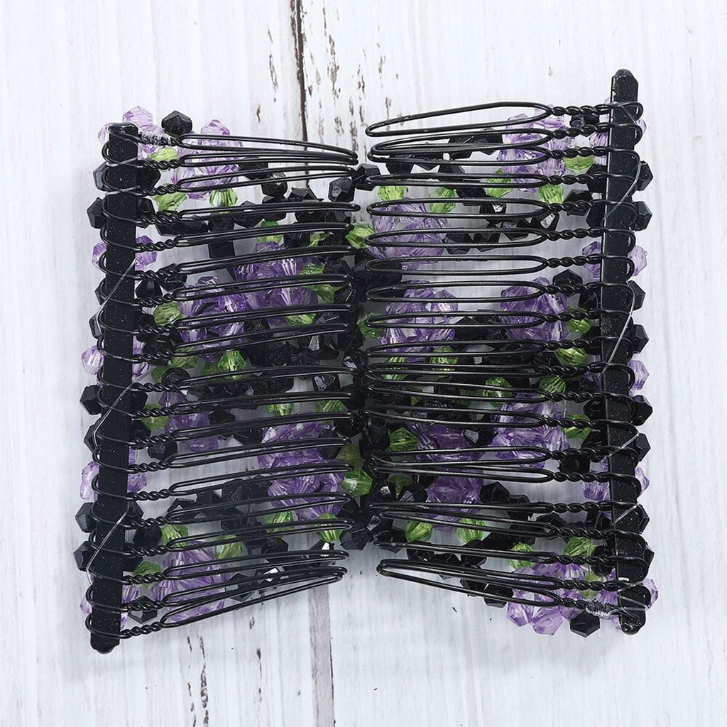 Beaded Hair Comb with Metal Clip and Decorative Beads - Image 3