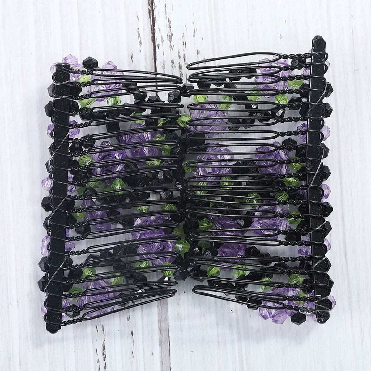 Beaded Hair Comb with Metal Clip and Decorative Beads - Image 3
