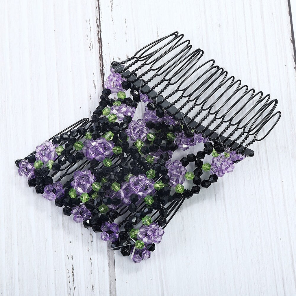 Beaded Hair Comb with Metal Clip and Decorative Beads - Image 4