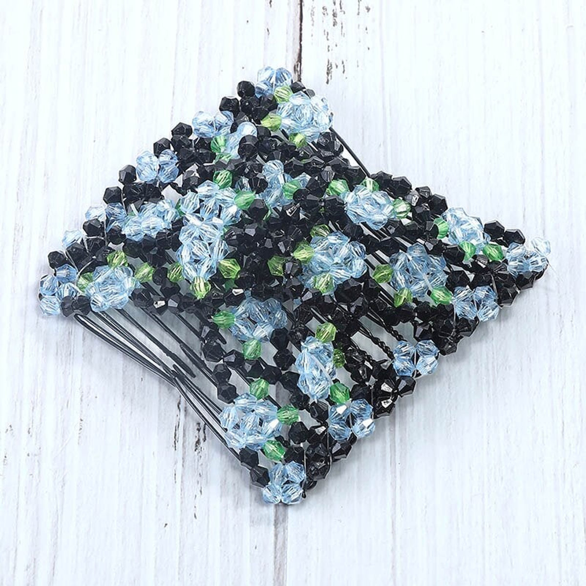 Beaded Hair Comb with Metal Clip and Decorative Beads - Image 5