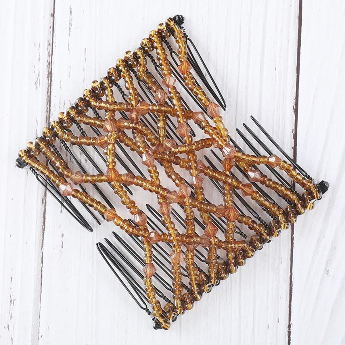 Beaded Hair Comb with Metal Clip and Decorative Beads - Image 7