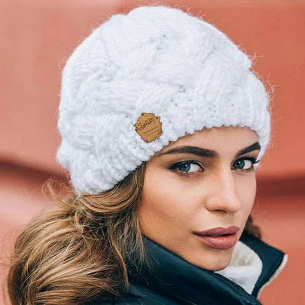 Beanies with Cable Knit Design and Tag - Image 8