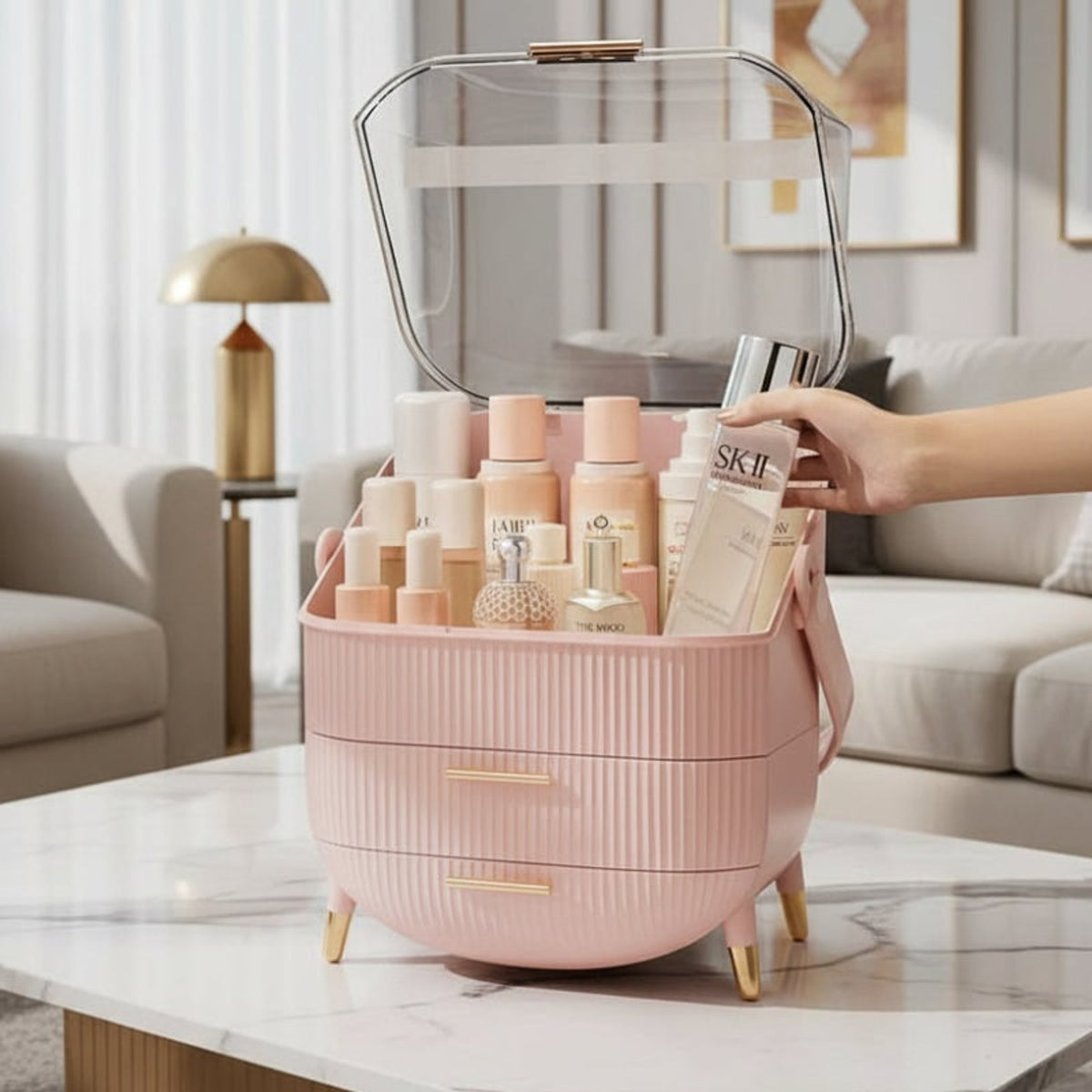 Beautysense Dustproof Waterproof Cosmetic Box Elegant Makeup Organizer - Image 6