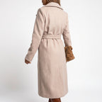 Belted Wrap Coat with Sculpting Midi Length and Long Sleeves - angle