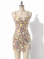 NOVA | Floral Sequin Mini Dress | Sparkly Bodycon Party Dress