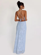 NOVA | Women's Floral Lace Maxi Wedding Guest Dress | Elegant Lace Occasion Dress