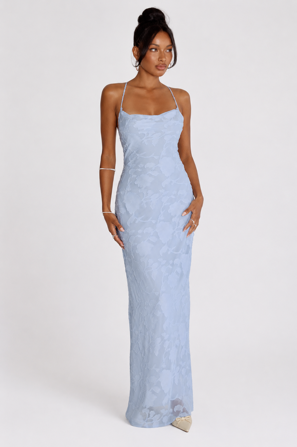 NOVA | Women's Floral Lace Maxi Wedding Guest Dress | Elegant Lace Occasion Dress