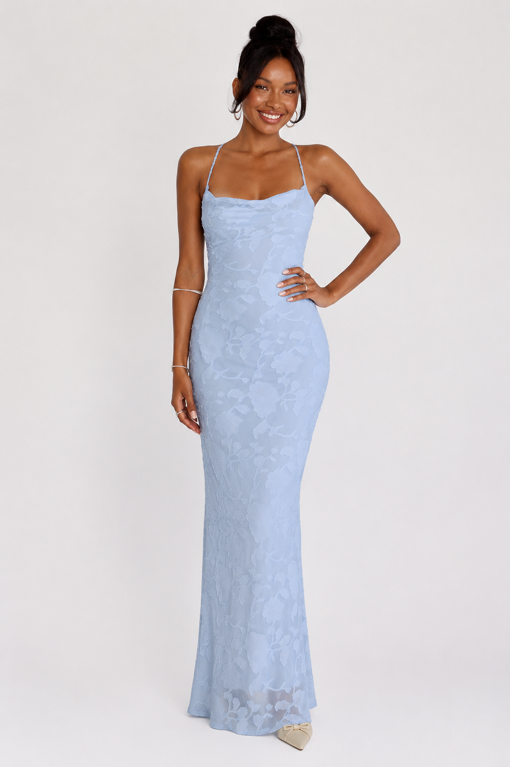 NOVA | Women's Floral Lace Maxi Wedding Guest Dress | Elegant Lace Occasion Dress