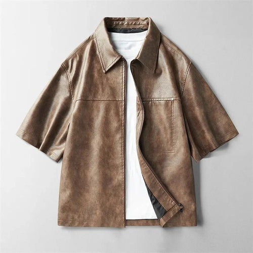 Bomber Shirt with Streamlined Short Sleeve Jacket and Zip-Up - Image 1