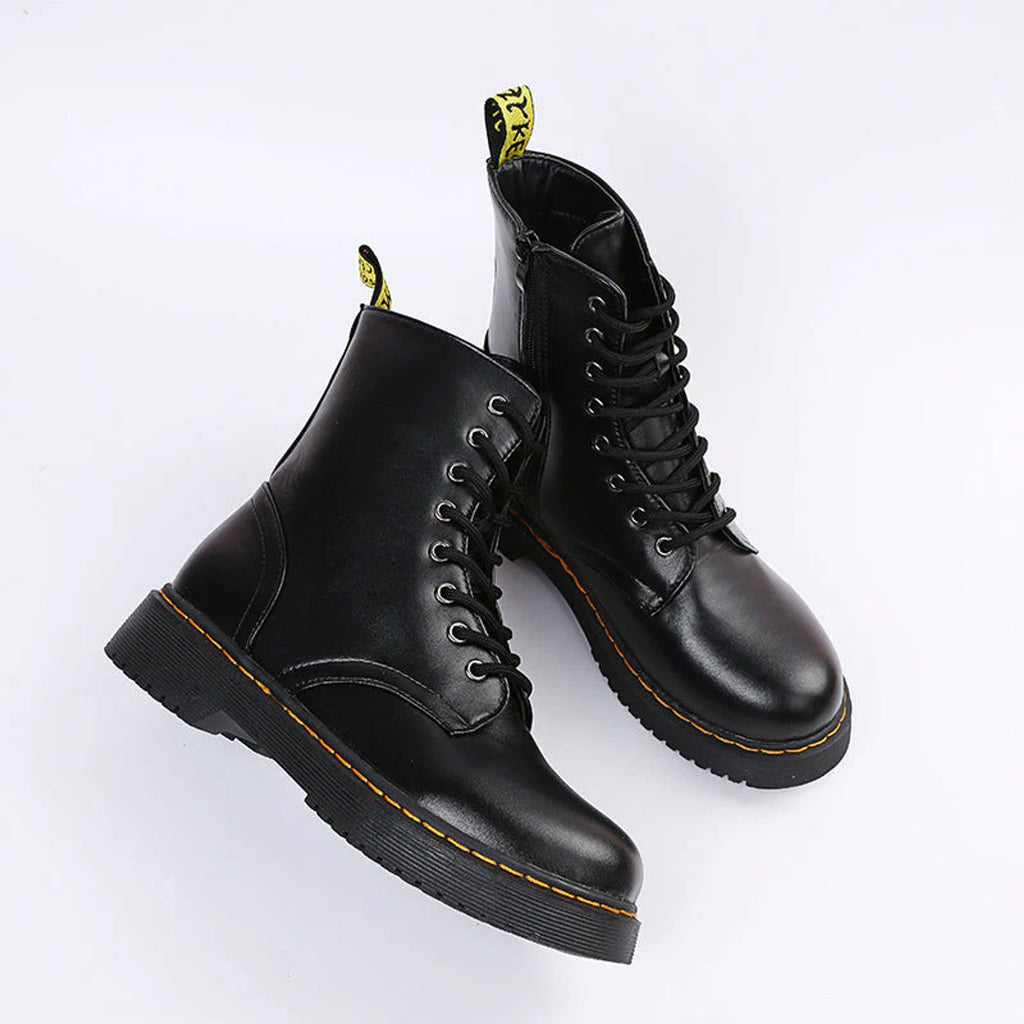 Boots with Lace-Up Side Zip and Combat Sole - Image 4