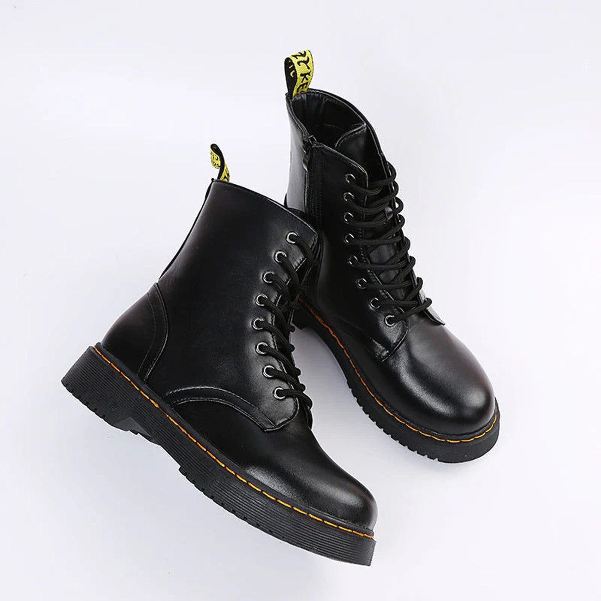 Boots with Lace-Up Side Zip and Combat Sole - Image 4
