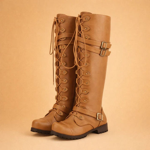 Boots with Secure Over-The-Knee Fit and Lace-Up Front - Image 1