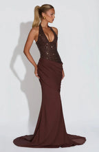 NOVA | Halter Neck Wedding Guest Maxi Dress