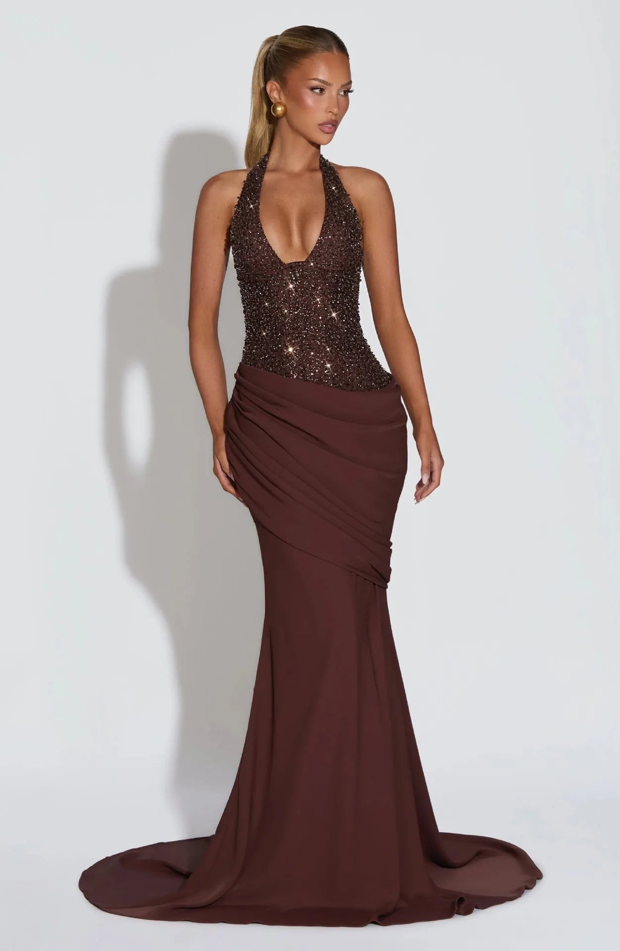 NOVA | Halter Neck Wedding Guest Maxi Dress