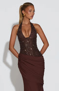 NOVA | Halter Neck Wedding Guest Maxi Dress