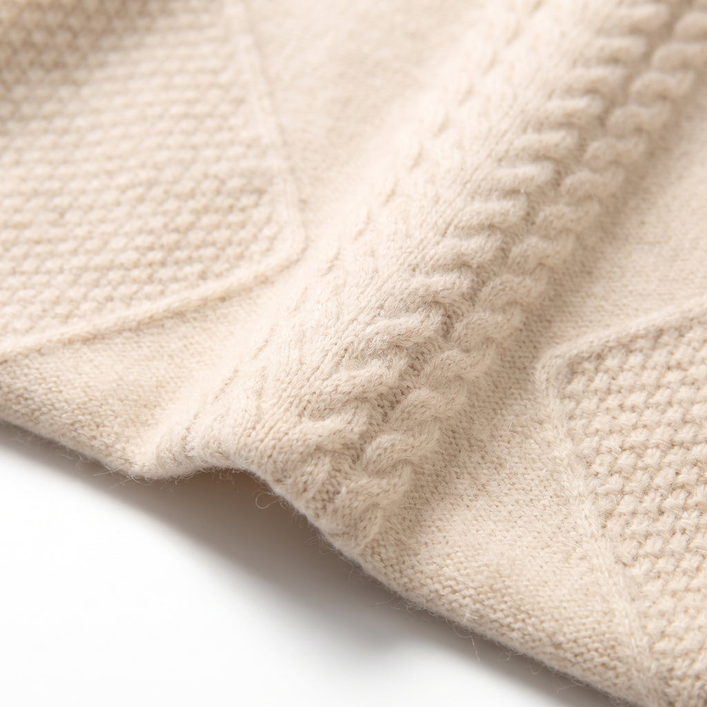 Cable Knit Turtleneck Sweater with Sculpting Fitted Silhouette and Cable-Knit Pattern - detail