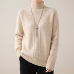 Cable Knit Turtleneck Sweater with Sculpting Fitted Silhouette and Cable-Knit Pattern - hero