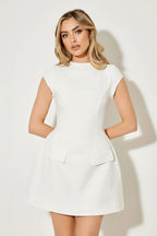 NOVA | Women’s Mini Dress – Short Sleeve A-Line Structured Dress