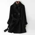 Cashmere Coat with Belted Double-Breasted Design and Tie Waist - Image 1