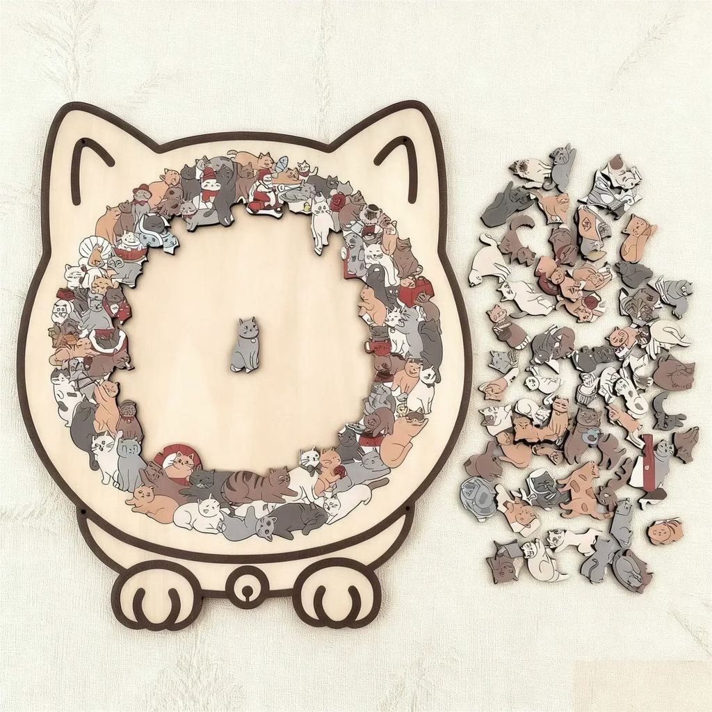 Cat Shaped Wooden Puzzle 135 Pieces In Calming Morandi Colours For Mindful Relaxation - Image 6