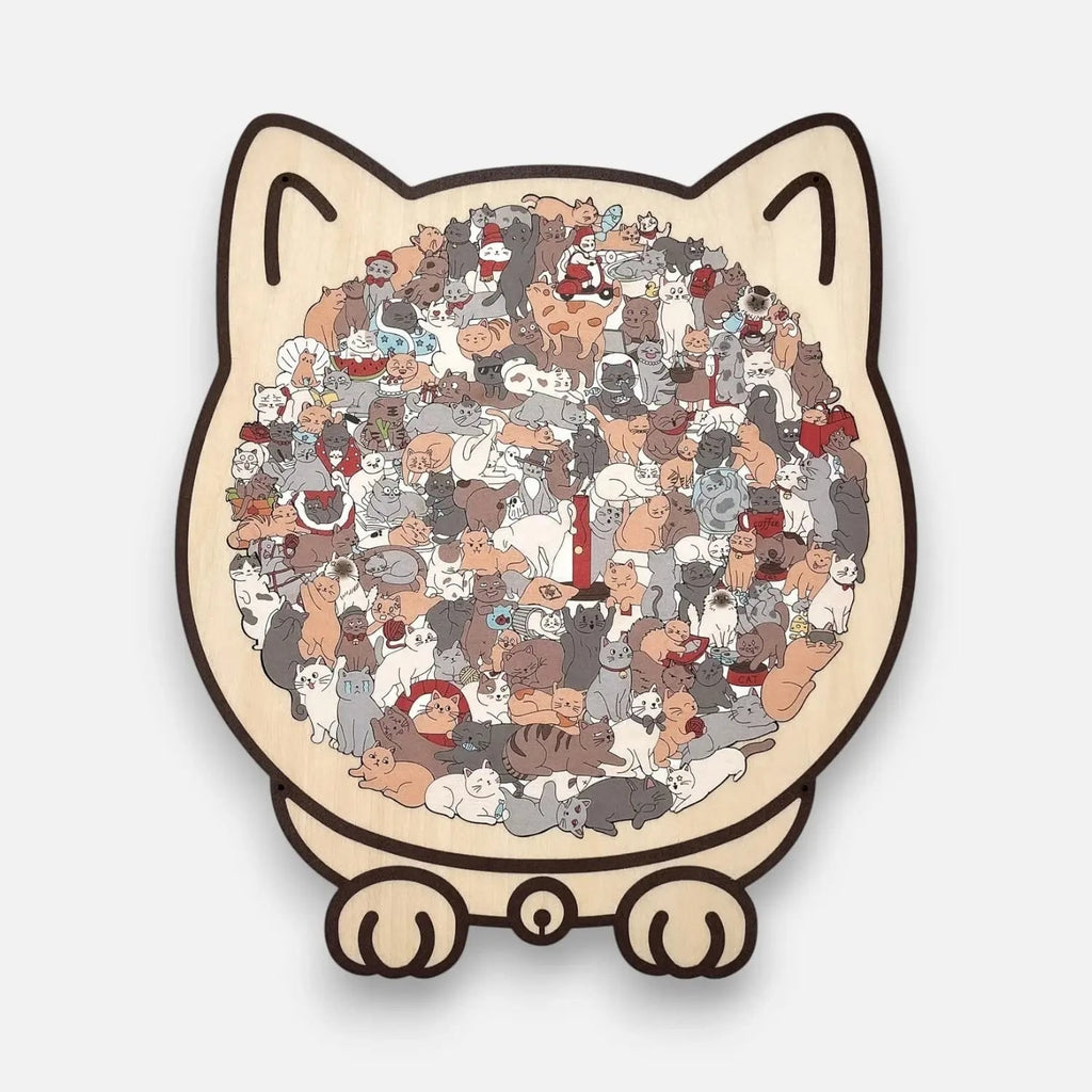 Cat Shaped Wooden Puzzle 135 Pieces In Calming Morandi Colours For Mindful Relaxation - Image 7