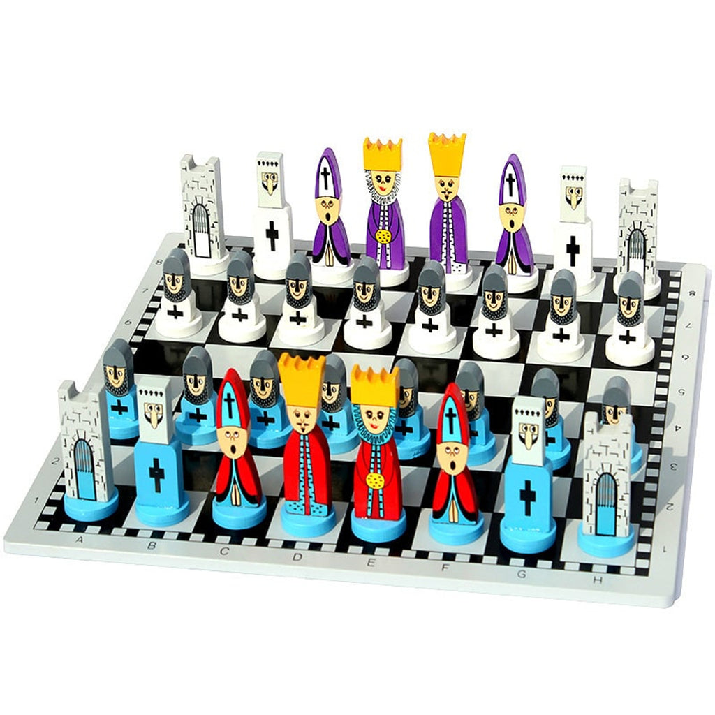 Children's Wooden Chess Set With Solid Wood Doll Pieces - Image 1