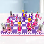 Children's Wooden Chess Set With Solid Wood Doll Pieces - Image 2