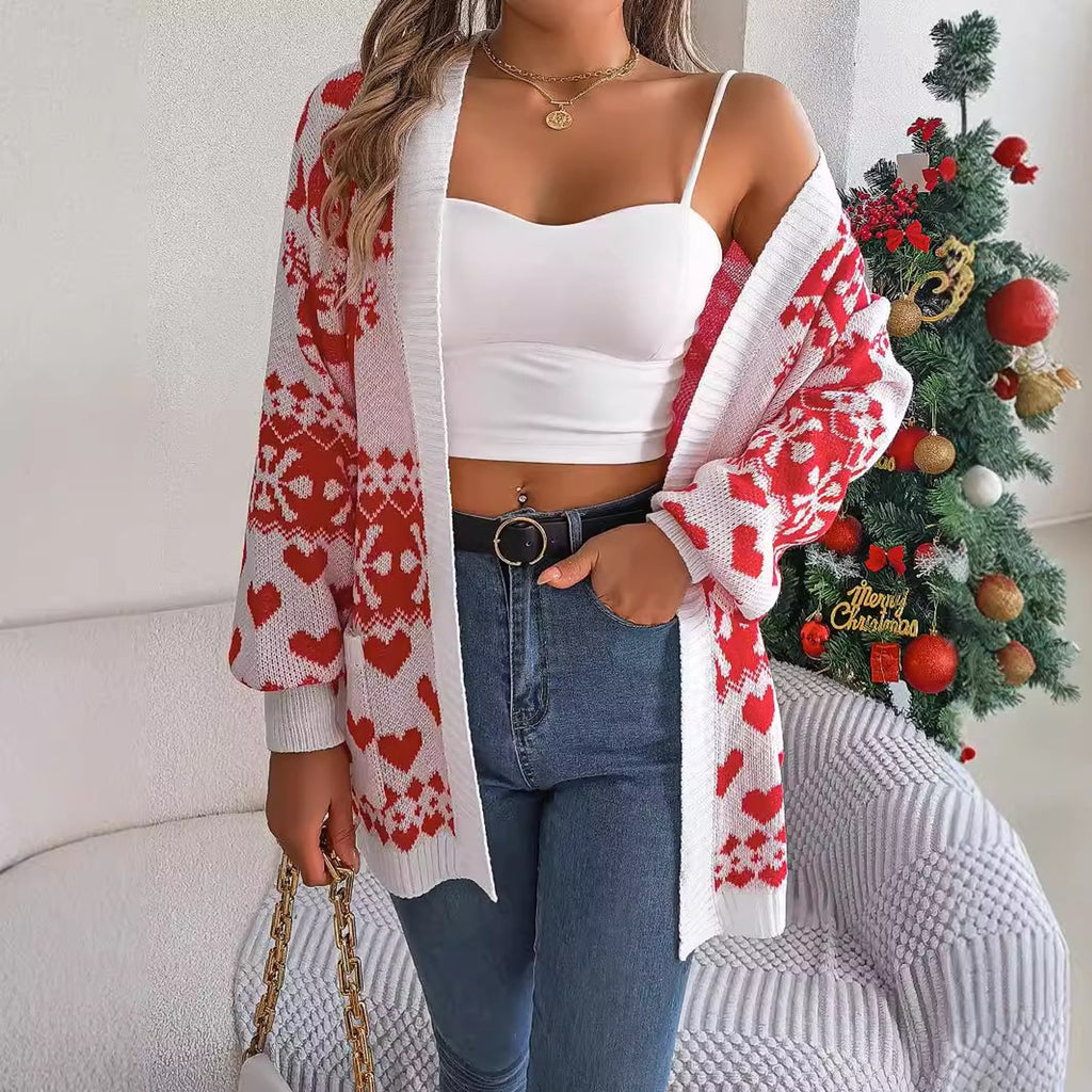 Christmas Cardigan with Pockets Knitwear and Open Front - Image 5