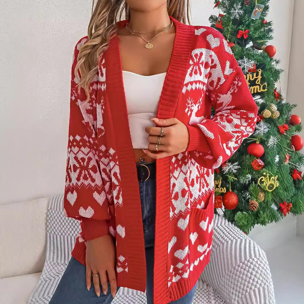 Christmas Cardigan with Pockets Knitwear and Open Front - Image 7