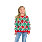 Christmas Girls Tinsel Sweater with Shimmering Lattice Trim and Parties - Image 1
