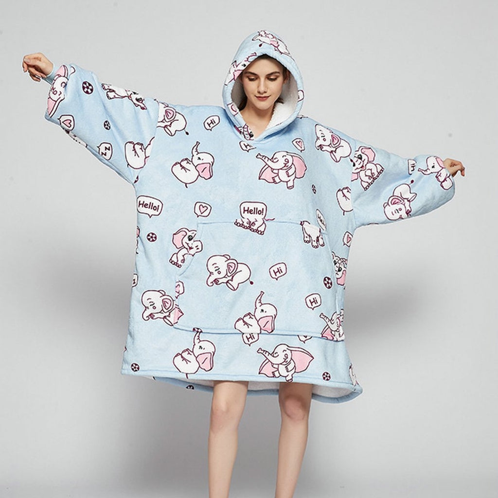 Christmas Hooded Blanket with Cozy Fleece Sleepwear and Oversized Fit - Image 1