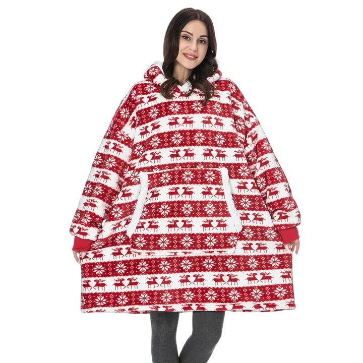 Christmas Hooded Blanket with Wearable Design and Front Pocket - Image 13