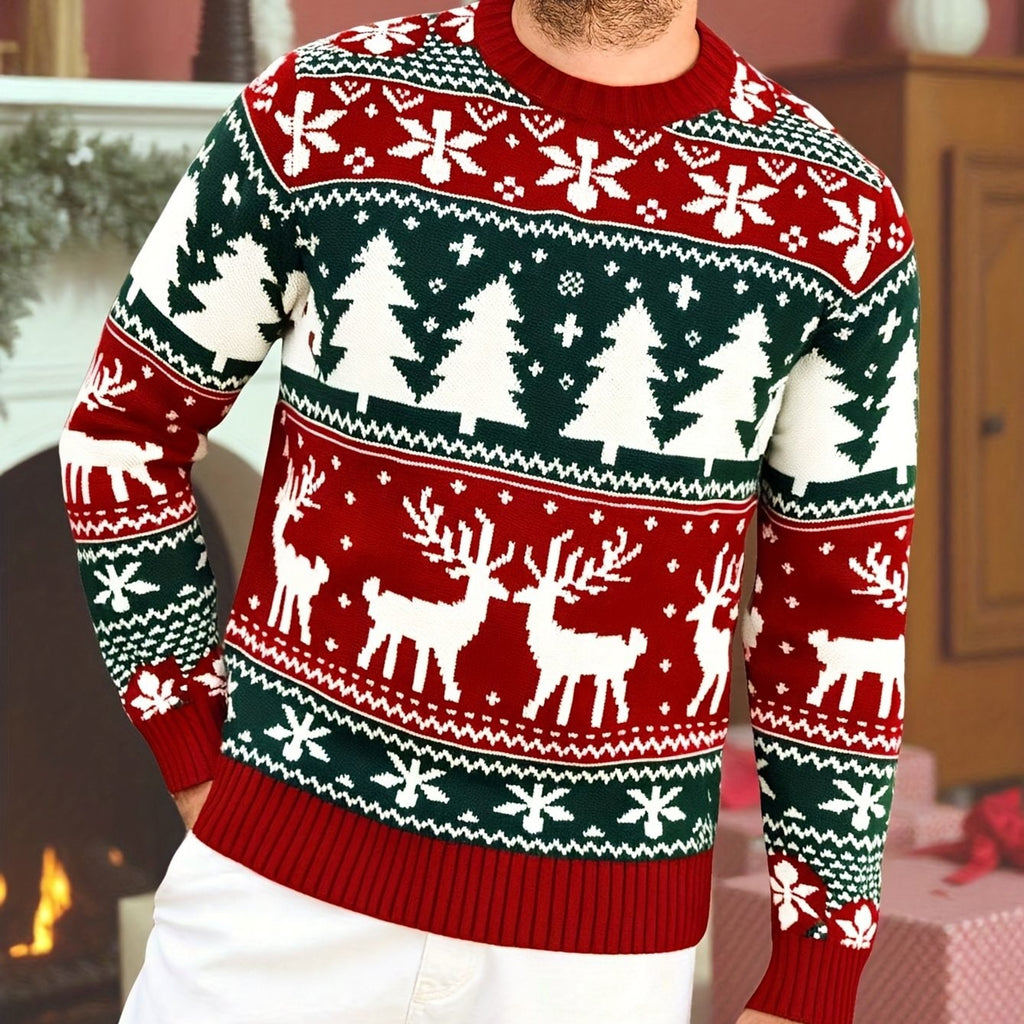 Christmas Jumper with Cosy Crew Neck and Tree Pattern - Image 1
