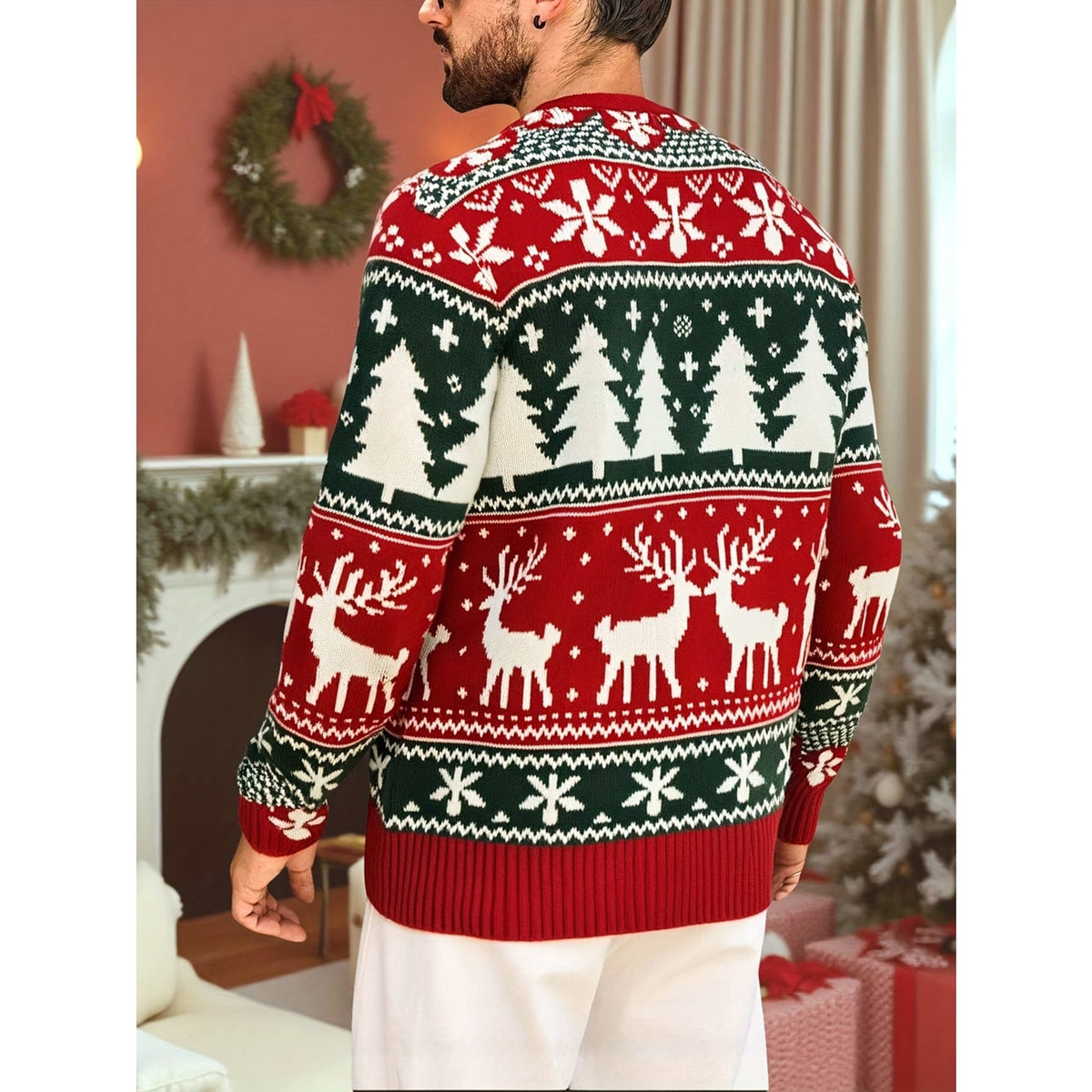 Christmas Jumper with Cosy Crew Neck and Tree Pattern - Image 3