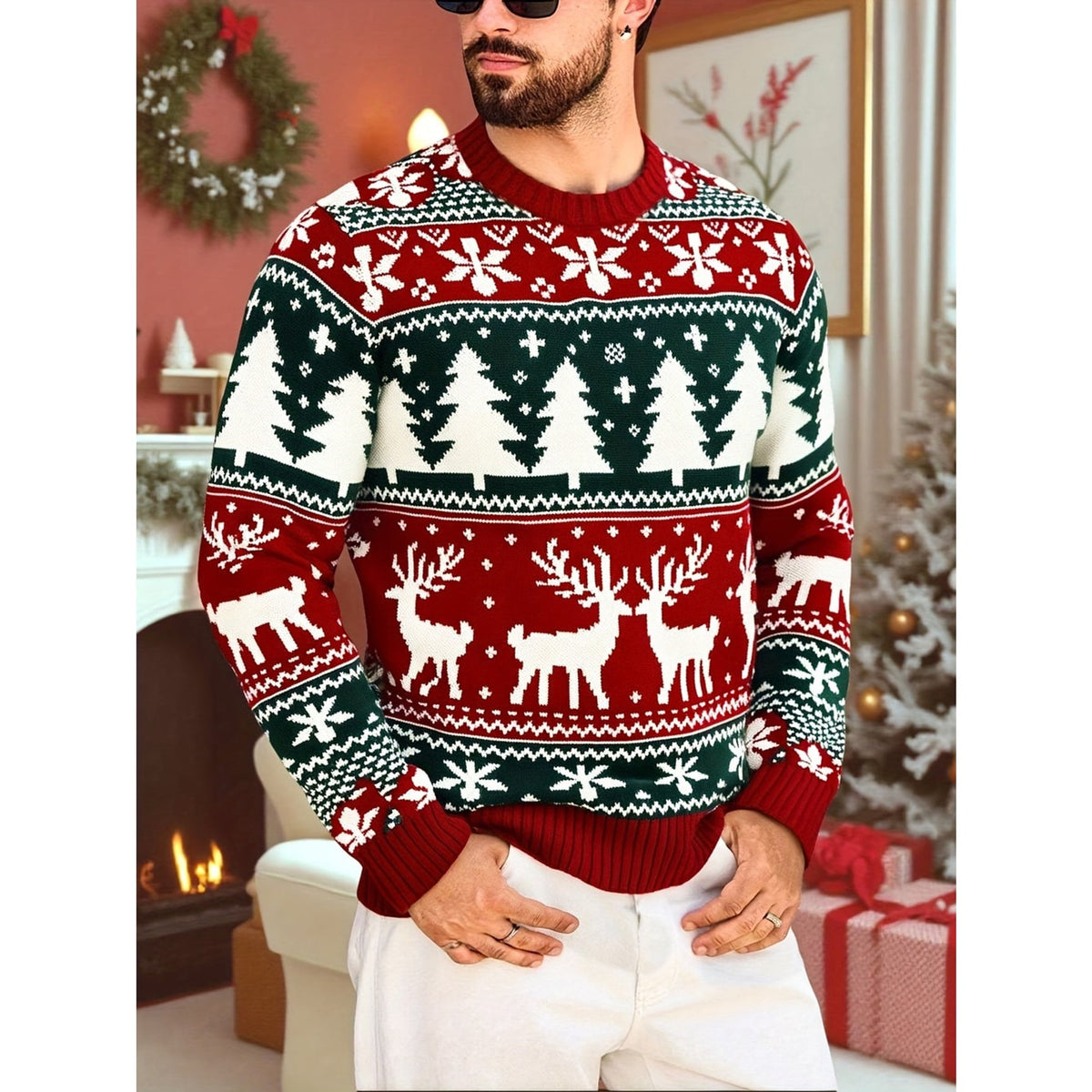 Christmas Jumper with Cosy Crew Neck and Tree Pattern - Image 6