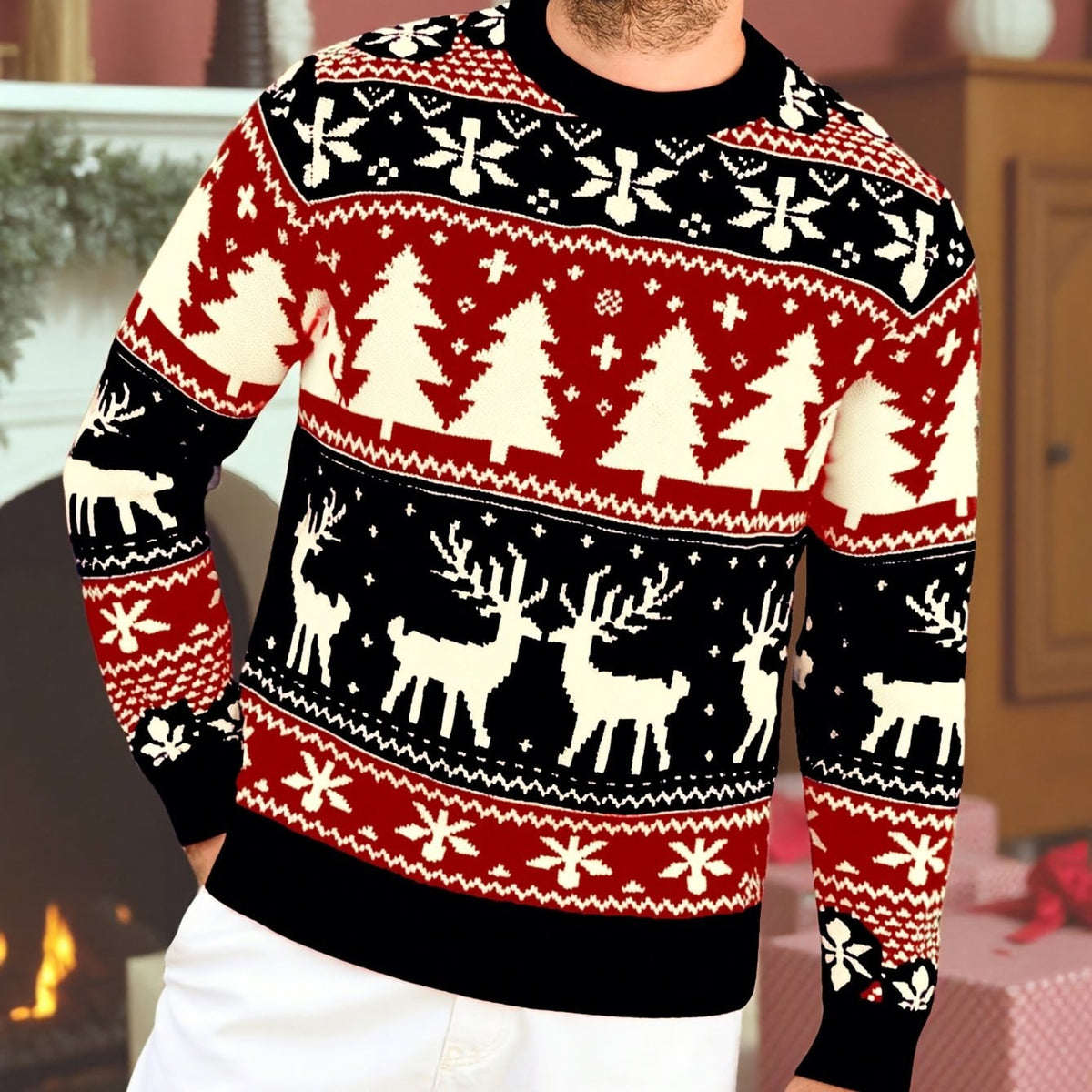 Christmas Jumper with Cosy Crew Neck and Tree Pattern - Image 7