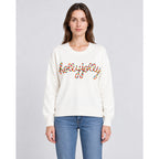 Christmas Jumper with Loose Knit Silhouette and Holly-Jolly Lettering - Image 1