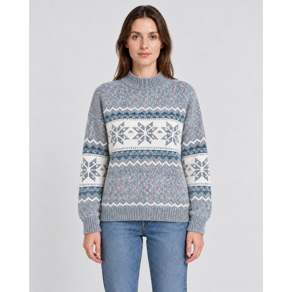 Christmas Jumper with Relaxed Fit Silhouette and Snowflake Pattern - Image 1