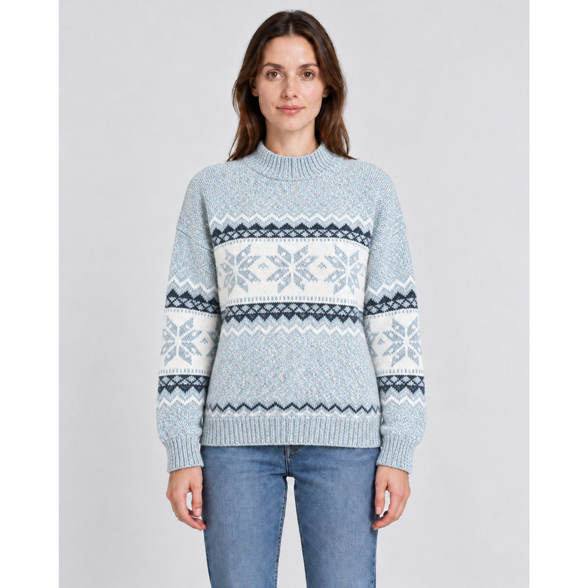 Christmas Jumper with Relaxed Fit Silhouette and Snowflake Pattern - Image 2