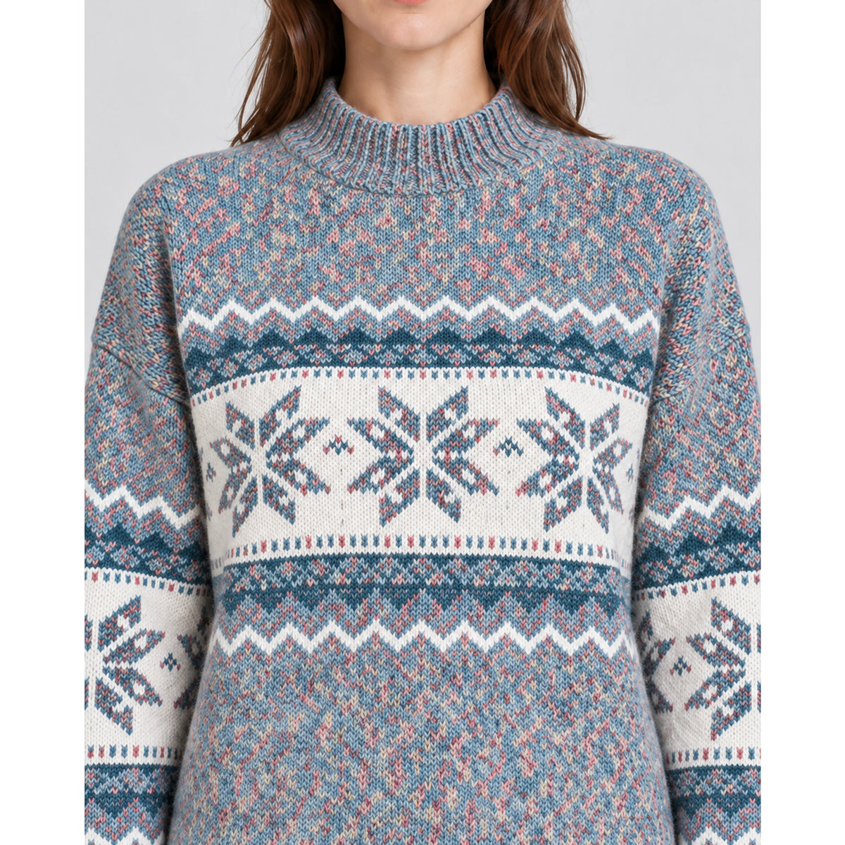 Christmas Jumper with Relaxed Fit Silhouette and Snowflake Pattern - Image 6
