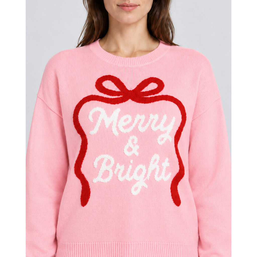 Christmas Jumper with Textured Embroidery and Round Neckline - Image 3
