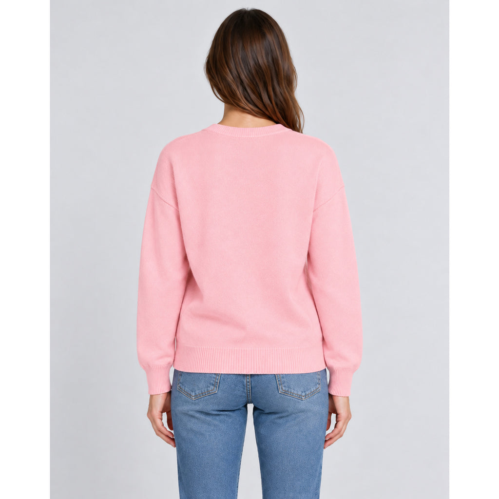 Christmas Jumper with Textured Embroidery and Round Neckline - Image 2