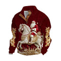 Christmas Sweater with Button-Front Design and Santa Graphic - Image 1