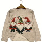 Christmas Sweater with Embroidered Knit Design and Gnome Embroidery - Image 2