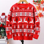 Christmas Sweater with Ribbed Nordic Pattern and Round Neckline - Image 1