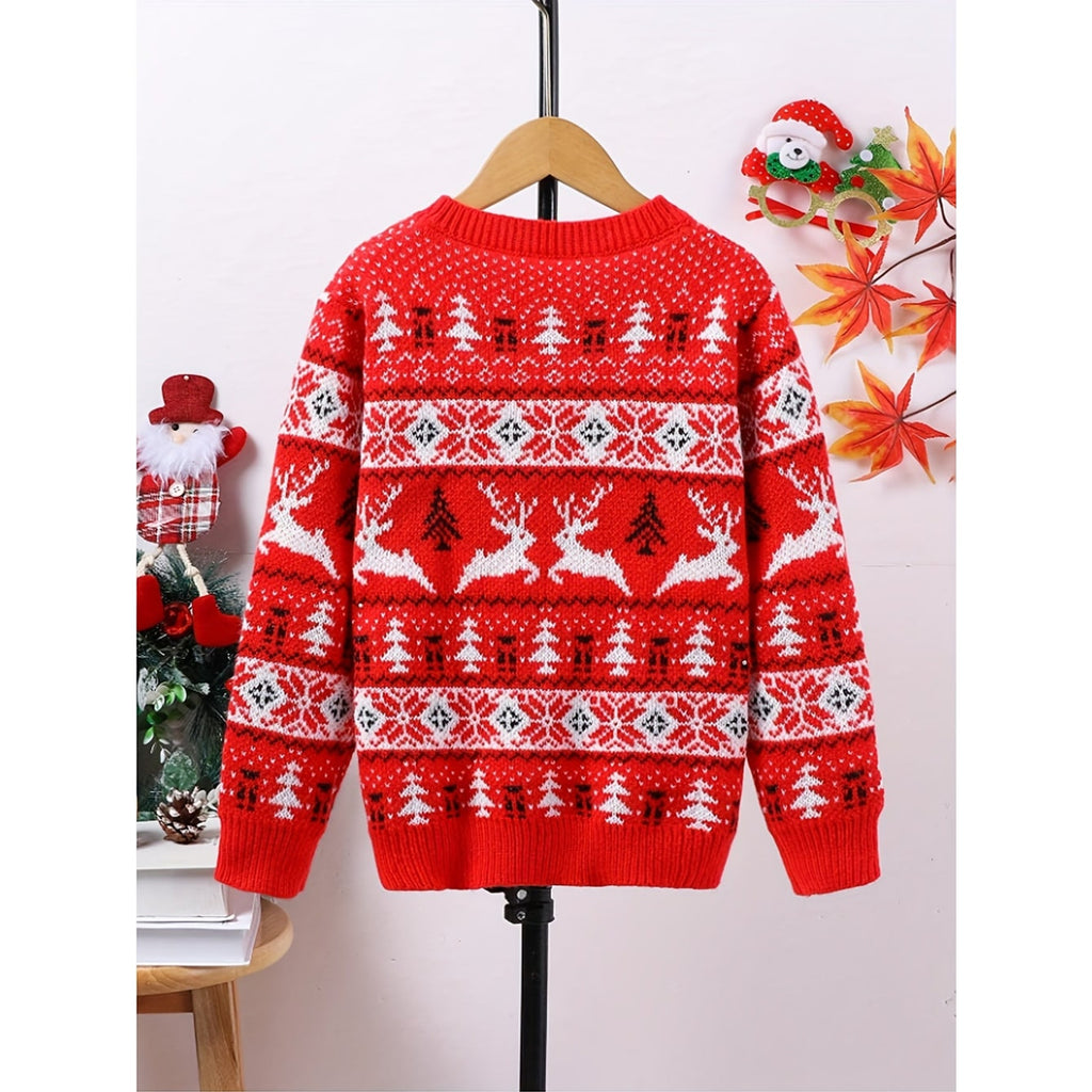 Christmas Sweater with Ribbed Nordic Pattern and Round Neckline - Image 4