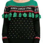 Christmas Sweater with Tagless Anti-Itch Tassel and Merry Text - Image 2