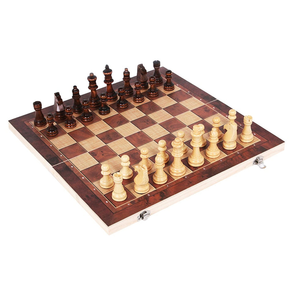 Christmas Travel Chess Set 3-in-1 Wooden Board For Chess Checkers And Backgammon - Image 4