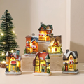 Christmas Village Decoration Set With 6 Glittering Snow-Covered Houses And Warm LED Lighting - Image 1