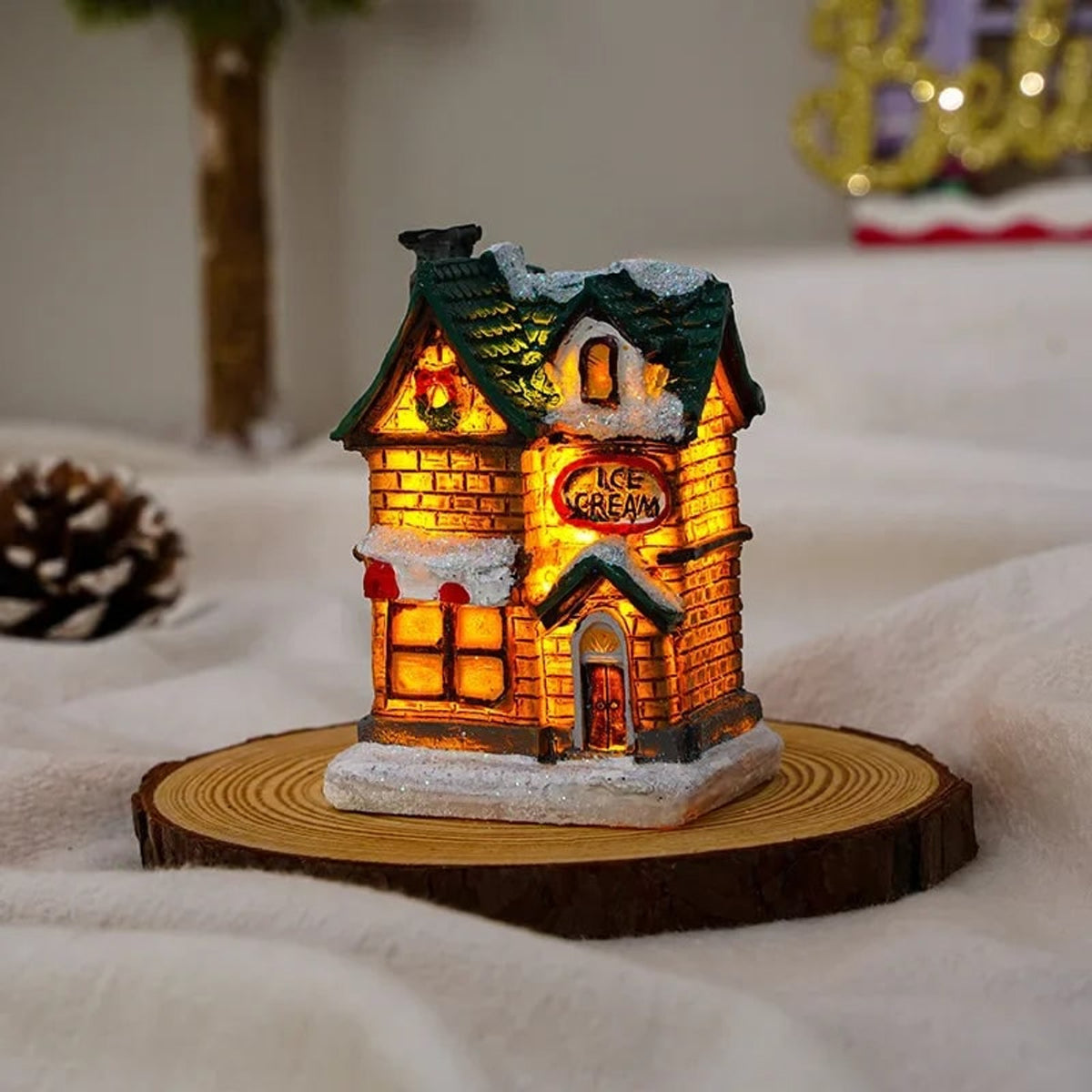 Christmas Village Decoration Set With 6 Glittering Snow-Covered Houses And Warm LED Lighting - Image 5